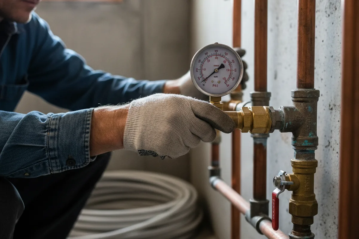 Pressure testing a repaired line during Water Line Repair in Eastford